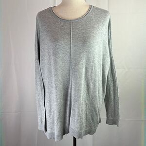 CABI Oversize T-Shirt Sweater Heather Long Sleeve Gray Sz M #3305 EUC